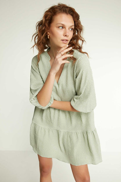 CHECKERED PATTERNED CLOTH DRESS