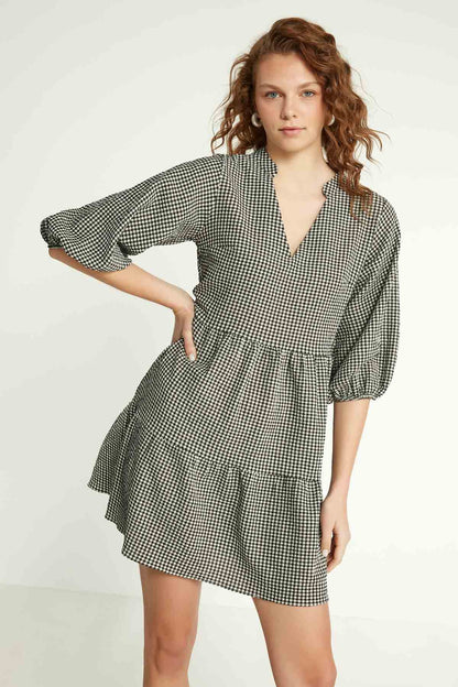 CHECKERED PATTERNED CLOTH DRESS