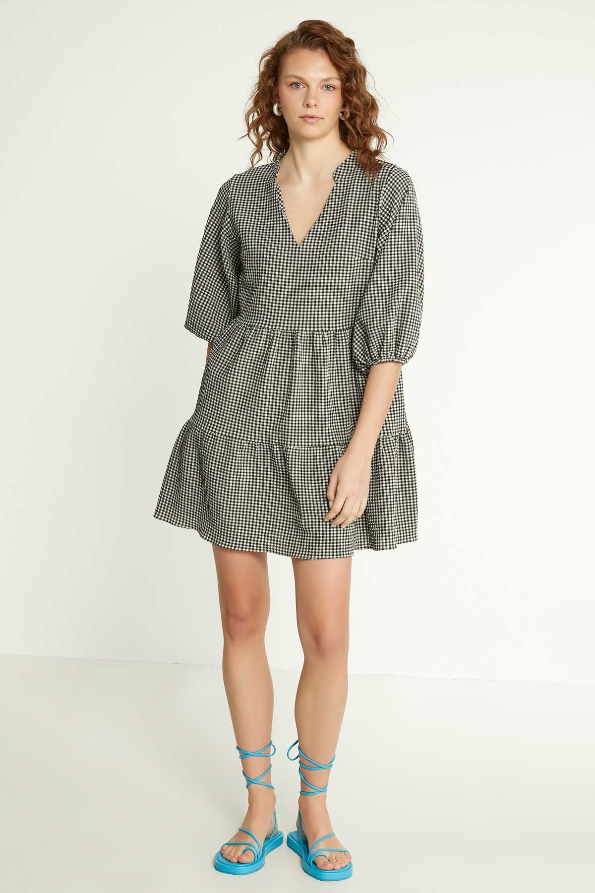 CHECKERED PATTERNED CLOTH DRESS