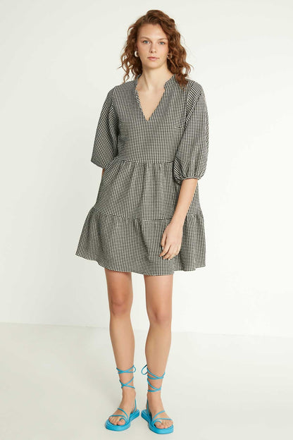 CHECKERED PATTERNED CLOTH DRESS