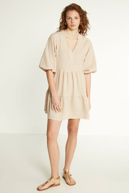 CHECKERED PATTERNED CLOTH DRESS
