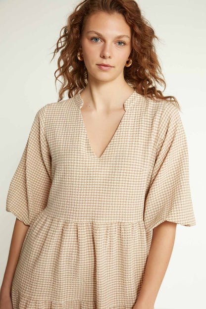 CHECKERED PATTERNED CLOTH DRESS