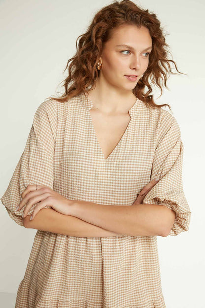 CHECKERED PATTERNED CLOTH DRESS