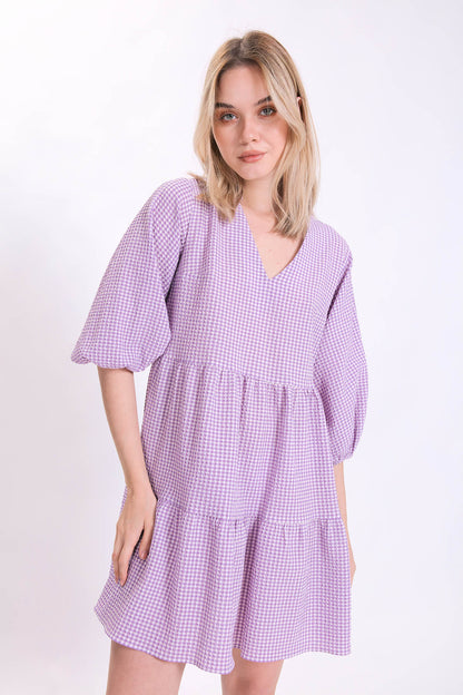 CHECKERED PATTERNED CLOTH DRESS