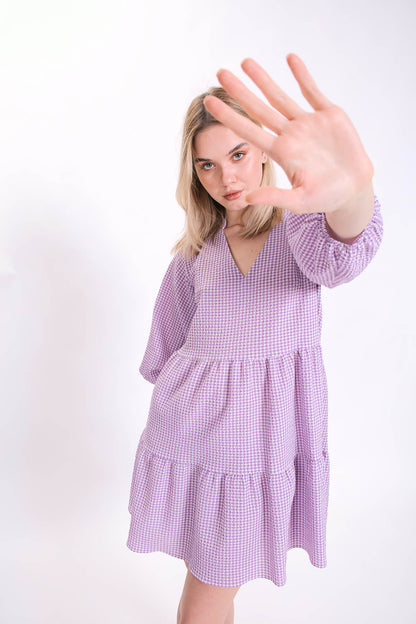 CHECKERED PATTERNED CLOTH DRESS