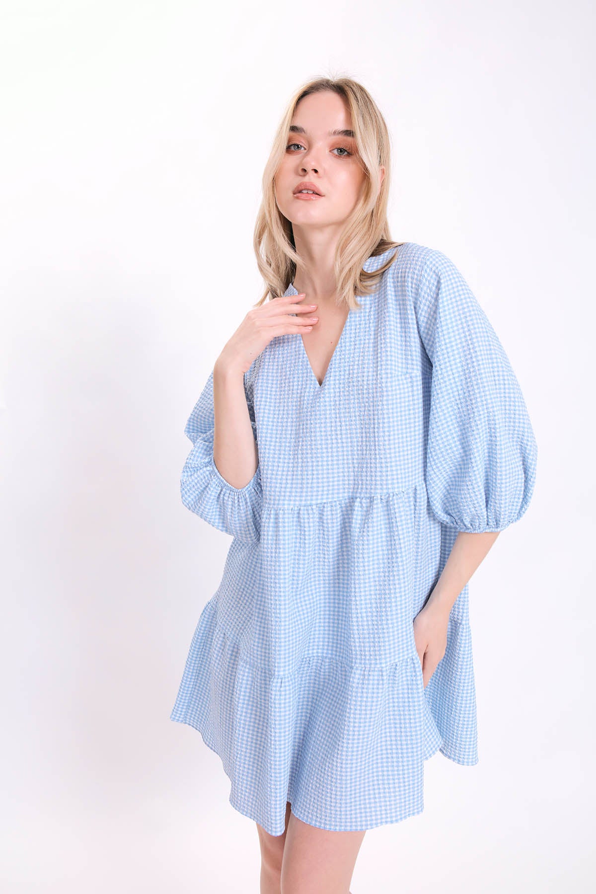 CHECKERED PATTERNED CLOTH DRESS