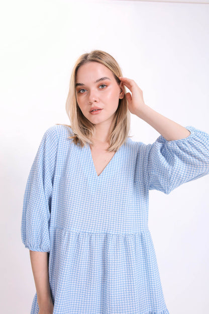 CHECKERED PATTERNED CLOTH DRESS