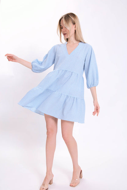 CHECKERED PATTERNED CLOTH DRESS
