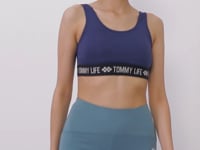 Indigo Standard Mold U Collar Women's Sports Bustier with Writing Strip - 97113