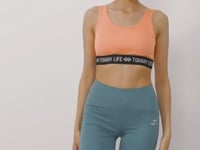 Youthful Neckline Standard Mold U Collar Women's Sports Bustier with Written Strip - 97113