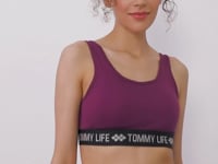 Standard Mold U Collar Women's Sports Bustier with Border Print Band - 97113