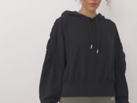 Black Shoulder Gather Detailed Puff Sleeve Comfortable Fit Women's Sweatshirt - 97166