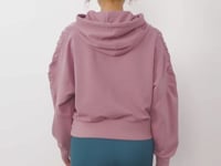 Dried Rose Shoulder Gather Detailed Balloon Sleeve Comfort Fit Women's Sweatshirt - 97166
