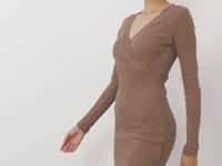 Women's Knitted Turtleneck Dress  
Double-Breasted Collar Dress - 97118