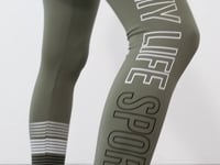 High Waist Slim Fit Tapered Leg Women's Tights with Printed Waistband - 94544