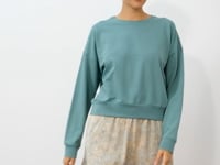 Mint Green Basic Comfort Fit Round Neck Women's Sweatshirt - 97114