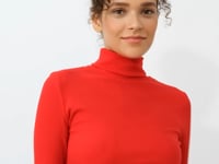 Red Knitted Fitted Sailor Collar Women's Dress - 97117
