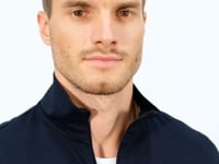 Navy Blue High Collar Two-Tone Standard Fit Cuff Men's Tracksuit Set - 85142