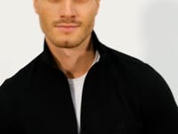 Black High Collar Zippered Standard Fit Classic Cuff Men's Tracksuit Set - 85152