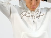 Ecru Embroidered Hooded Comfort Fit Men's Sweatshirt - 88007