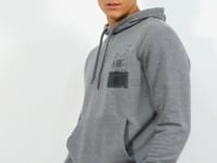 Grey Melange Front and Back Print Comfortable Fit Men's Hooded Sweatshirt - 88017