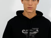 Black Printed Hooded Kangaroo Pocket Comfort Fit Men's Sweatshirt - 88019