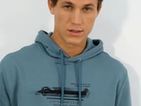 Mint Green Printed Hooded Kangaroo Pocket Comfort Fit Men's Sweatshirt - 88019