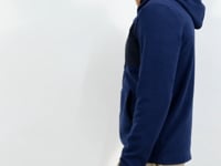 Indigo Embroidered Half-Zip Hooded Regular Fit Men's Fleece Sweatshirt - 87996