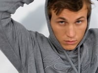 Gray Melange Embroidered Hooded Comfort Fit Men's Sweatshirt - 88007