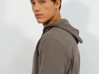 Hooded Kangaroo Pocket Comfort Fit Men's Sweatshirt with Camel Print - 88019