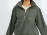 Half Zipper Skirt with Gathered Hem Women's Polar Oversize Sweatshirt - 97171