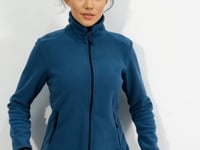 Emerald Green Stand-Up Collar Zippered Comfort Fit Women's Fleece Sweatshirt - 97173
