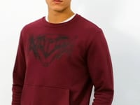 Purple Men's Printed Letter O Collar Comfort Fit Sweatshirt - 88037