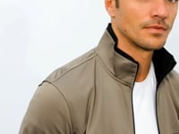 Camel - Black High Collar Zippered Standard Fit Classic Cuff Men's Tracksuit Set - 85162