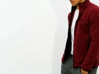 Purple Embroidered High Neck Zippered Standard Fit Men's Sweatshirt Fleece - 87992
