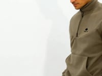 Camel Half Zipper Stand Collar Elastic Cuff Fleece Men's Tracksuit Set - 85159