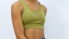 Olive Green Cross Back Detailed Slim Fit U Neck Padded Women's Sports Bra - 97121