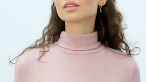 Dried Rose Sailor Collar Slim Fit Long Sleeve Knitted Body Women's Sweater - 97199