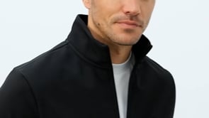 Black Zippered High Collar Water and Windproof Softshell Men's Jacket - 88050