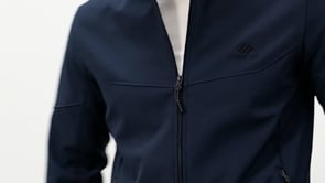 Navy Blue Zippered Stand Collar Water and Windproof Softshell Men's Jacket - 88050