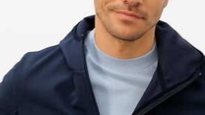 Navy Blue Zippered Hooded Water and Windproof Softshell Men's Jacket - 88051