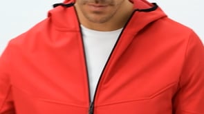 Red Zippered Hooded Water and Windproof Softshell Men's Jacket - 88051