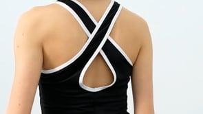 Black and White Cross Strap Sleeveless Standard Fit Women's Sports Singlet - 97094