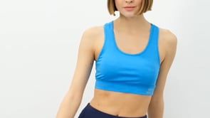 Turquoise Back Detailed Tight Fit U Neck Women's Sports Bustier - 97120
