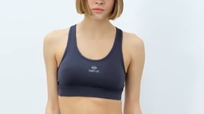 Anthracite Cross Back Detailed Slim Fit U Collar Padded Women's Sports Bra - 97121