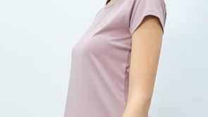 Dried Rose Back Window Short Sleeve Standard Fit O Collar Women's T-Shirt - 97101