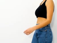 Navy Blue Basic Zero Sleeve Slim Fit U Neck Women's Crop Top Singlet - 97160