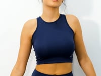 Indigo High Waist Wrap-up Slim Fit Crop Biker Women's Tights Set - 95302