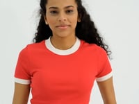 Pomegranate Flower Basic Neck Detailed O Collar Women's Crop Top T-Shirt - 97200