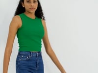 Green Basic Sleeveless O Neck Women's Crop Top Singlet - 97204